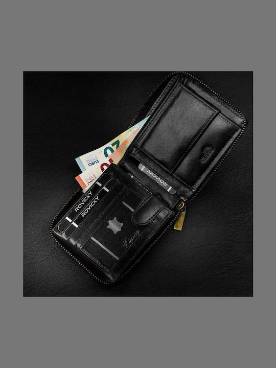 Δερμάτινο Ανδρικό Πορτοφόλι Κερμάτων με RFID Μαύρο