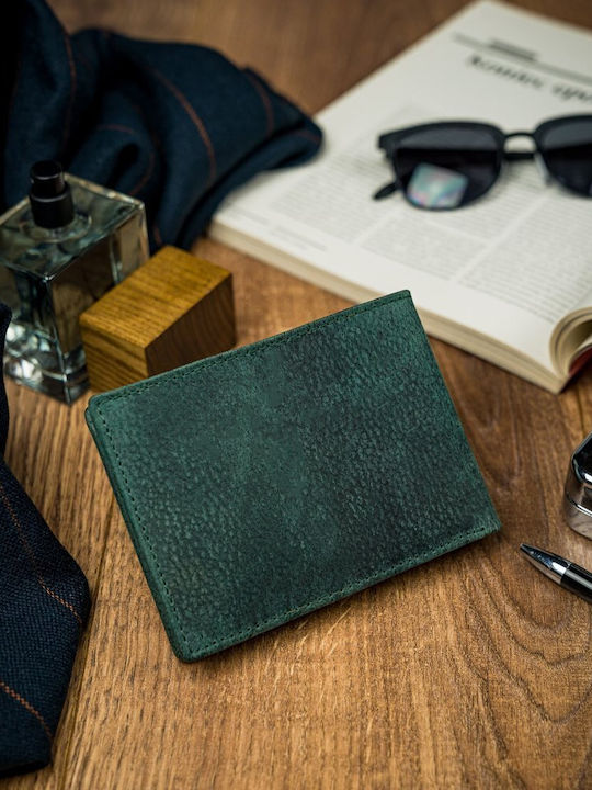 Leather Men's Wallet Cards with RFID Blue