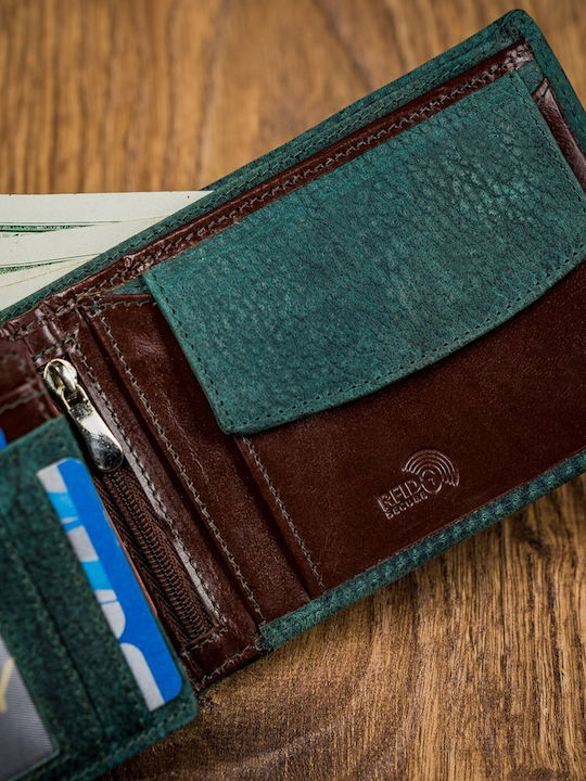 Δερμάτινο Ανδρικό Πορτοφόλι Καρτών με RFID Μπλε