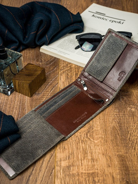 Leder Herren Geldbörse Karten mit RFID Gray