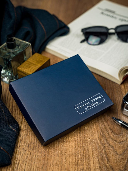 Leather Men's Wallet Cards with RFID Blue