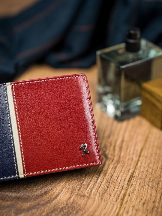 Leather Men's Wallet Cards with RFID Red