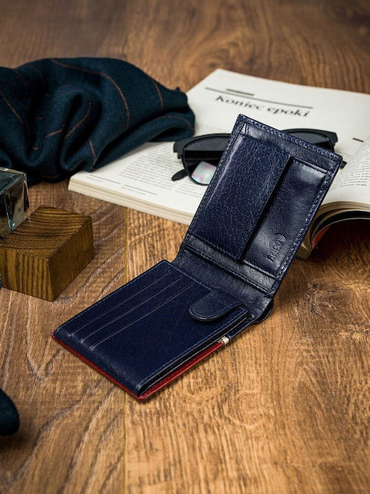 Leather Men's Wallet Cards with RFID Red