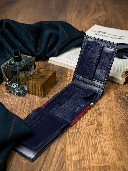 Leather Men's Wallet Cards with RFID Red