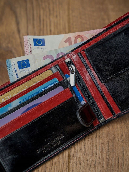 Дървен Мъжки Портфейл С RFID Червен