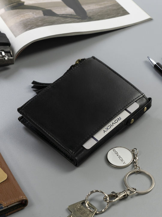 Кожен Мъжки Портфейл Монетник с RFID Черен