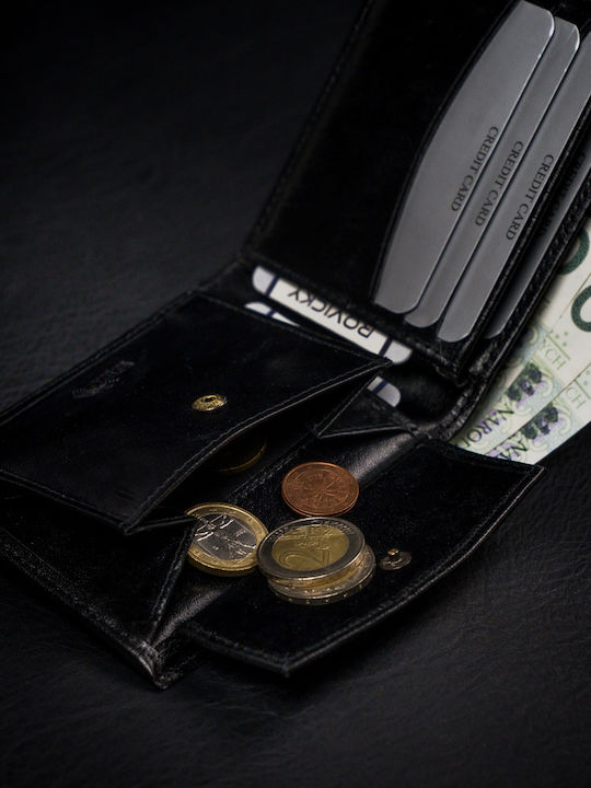 Leder Herren Geldbörse Karten mit RFID Schwarz
