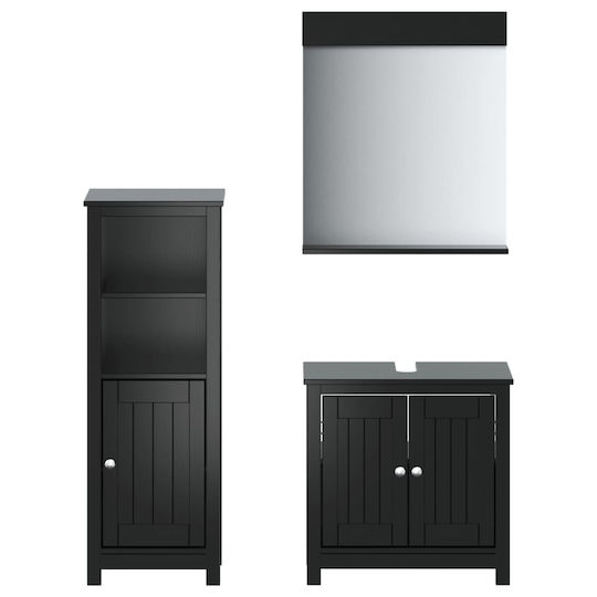 vidaXL Ντουλάπι Μπάνιου 60x10.5x110cm Μαύρο
