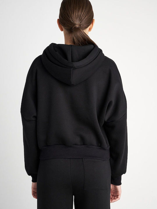 SugarFree Women's Long Hooded Fleece Sweatshirt BLACK