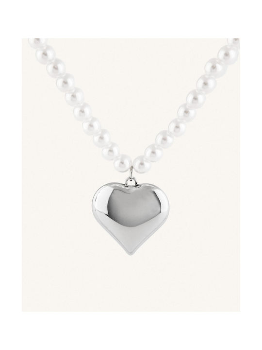 StanStefan Necklace with design Heart from Steel with Pearls