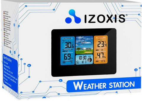 Izoxis 22452 Ασύρματος Μετεωρολογικός Σταθμός Ψηφιακός Επιτραπέζιος Μαύρος