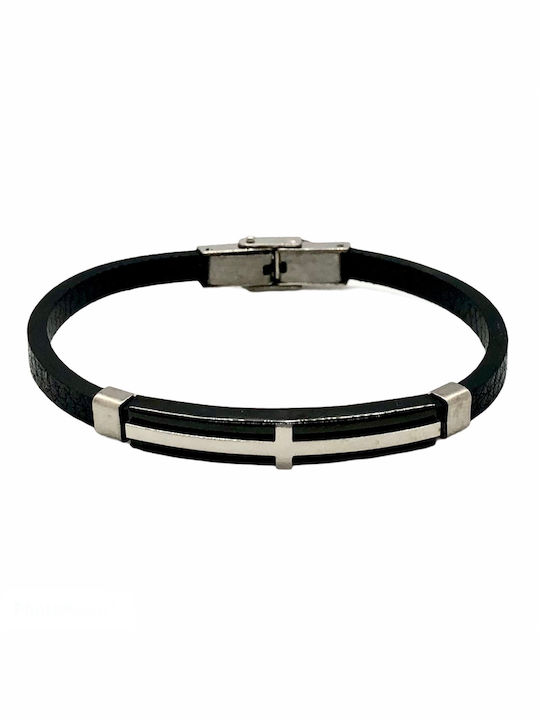 Medussa Herren Armband Id mit Design Kreuz aus Stahl