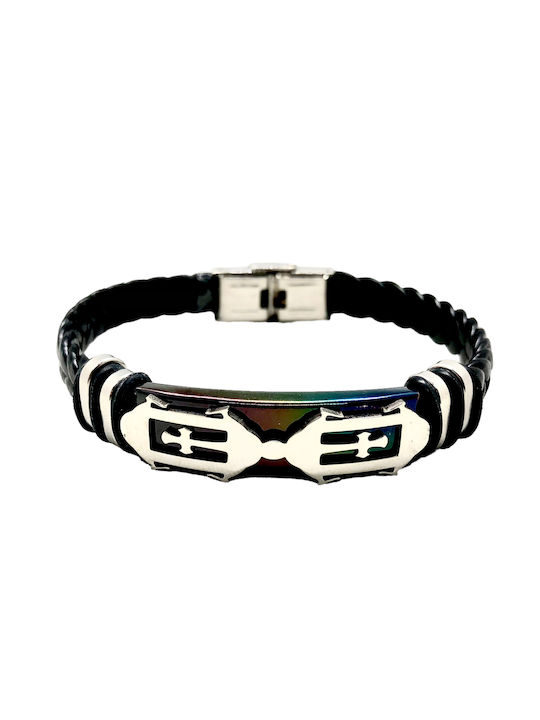 Medussa Herren Armband Id mit Design Kreuz aus Stahl