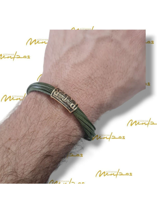 Agios Damen Armband Grün aus Leder