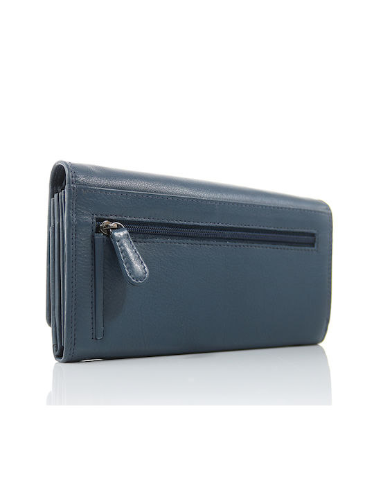 Karras Large Leather Women's Wallet with RFID Blue