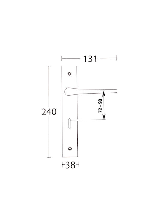 Convex Lever Middle Door with Plate 1505 ICH-13543-ΖΕΎΓΟΣ-ΓΙΑ-ΜΕΣΌΠΟΡΤΑ Pair Matt Brass