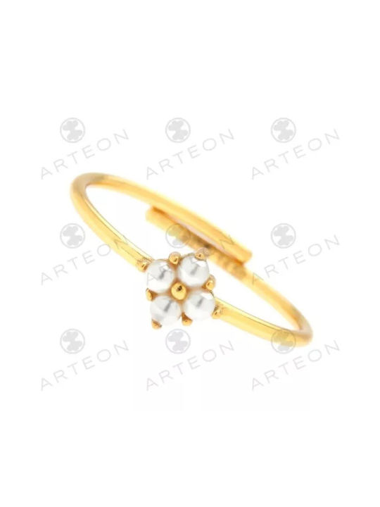 Arteon Women's Ring with Pearls from Silver Gold Plated