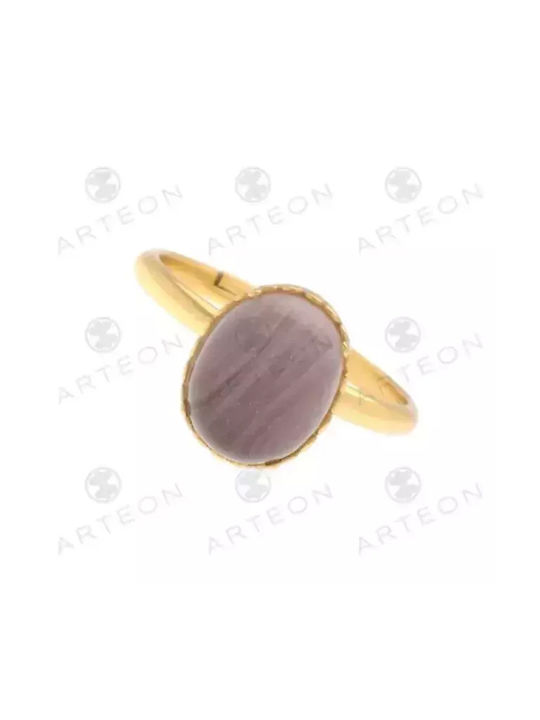 Arteon Women's Gold Plated Silver Ring with Stone