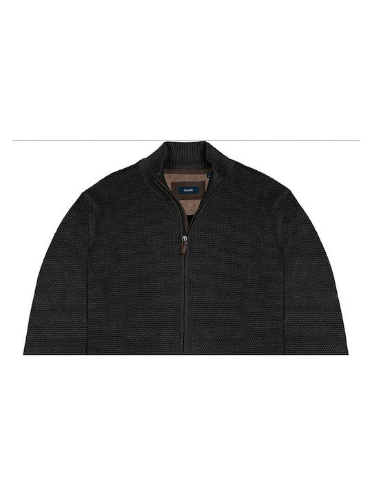 Double Men's Knitted Cardigan Black