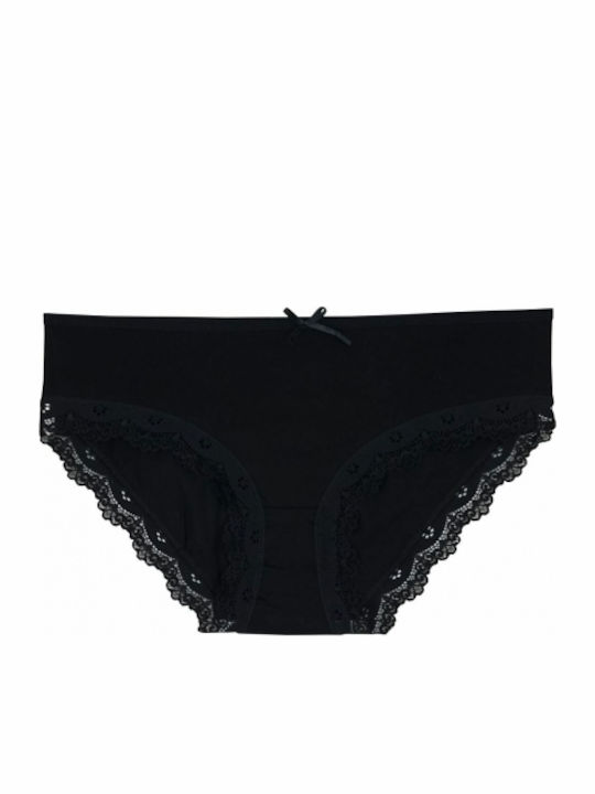 Βαμβακερά Femei Slip 2Pack cu Dantelă Black