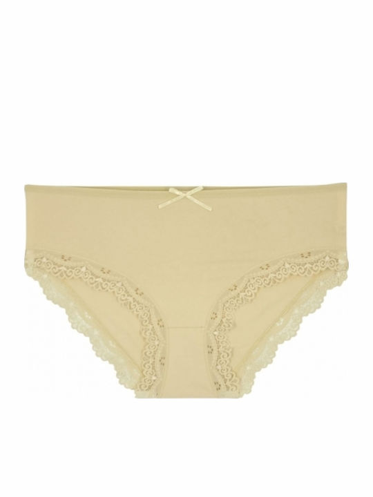 Βαμβακερά Damen Slip 2Pack mit Spitze Beige