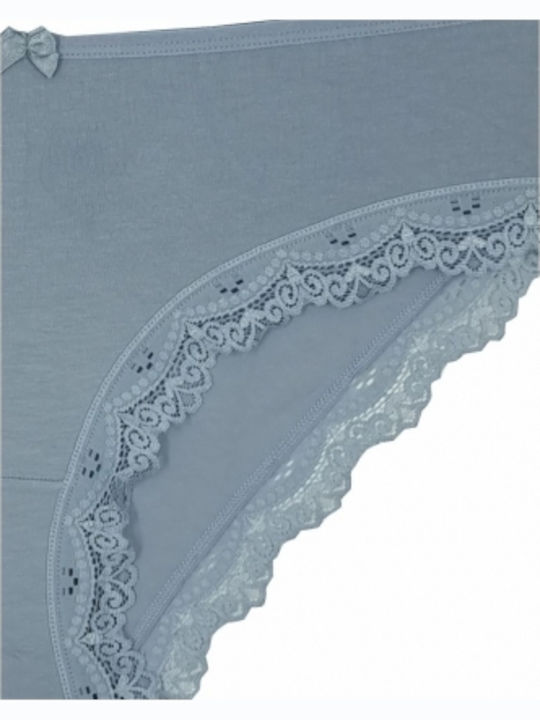 Βαμβακερά Women's Slip 2Pack with Lace Blue
