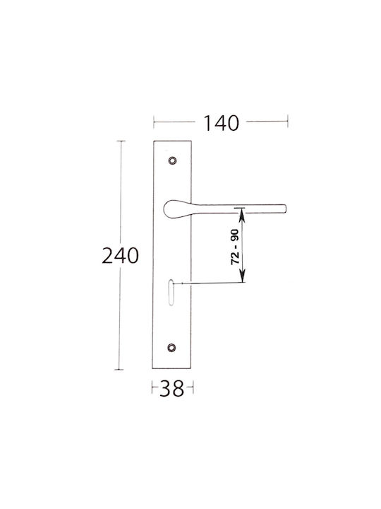 Convex Hebel Mittlere Tür mit Platte 1485 ICH-13571-ΖΕΎΓΟΣ-ΓΙΑ-ΜΕΣΌΠΟΡΤΑ Paar Checkmate Black