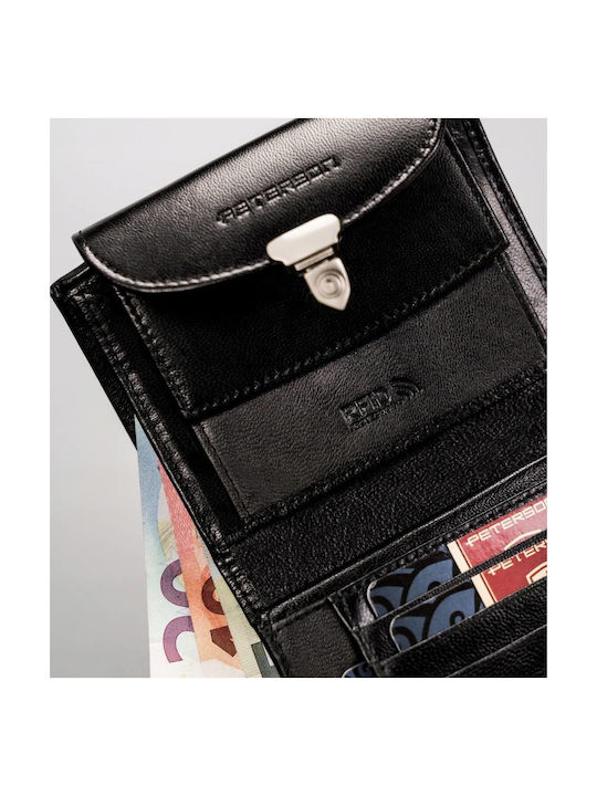 Klein Leder Damen Geldbörse Karten mit RFID Schwarz