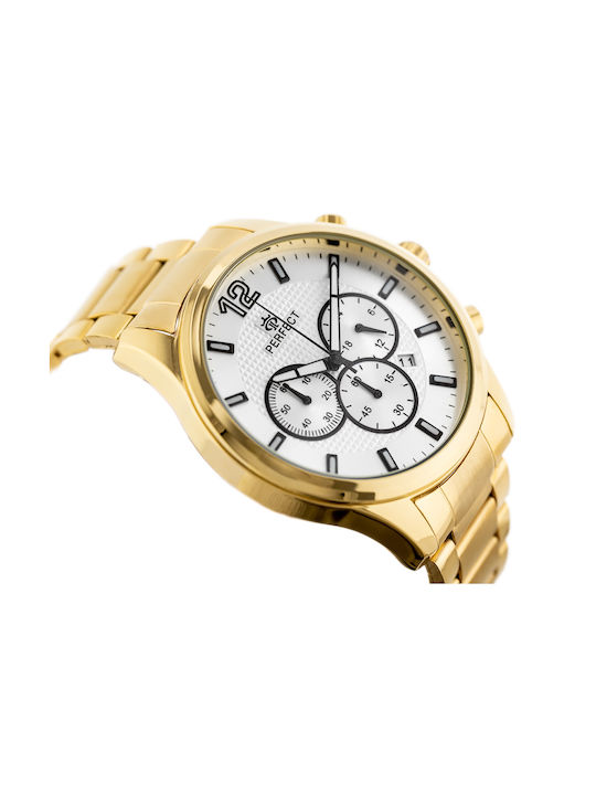 Perfect Herrenuhr 38mm Chronograph Batterie mit Gold Metallarmband
