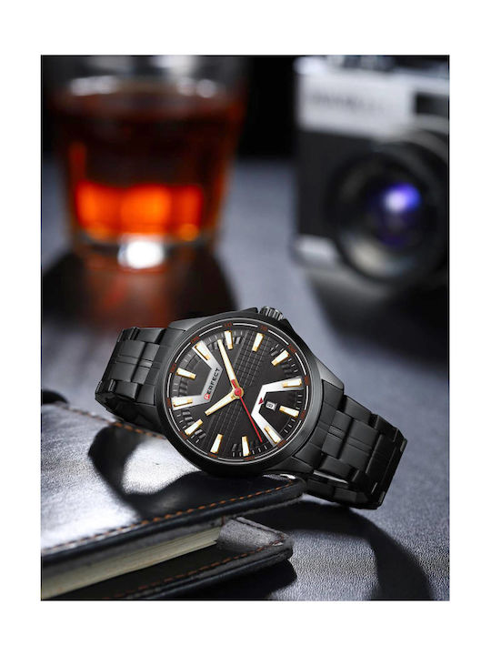 Perfect Herrenuhr 46mm Batterie mit Schwarz Metallarmband