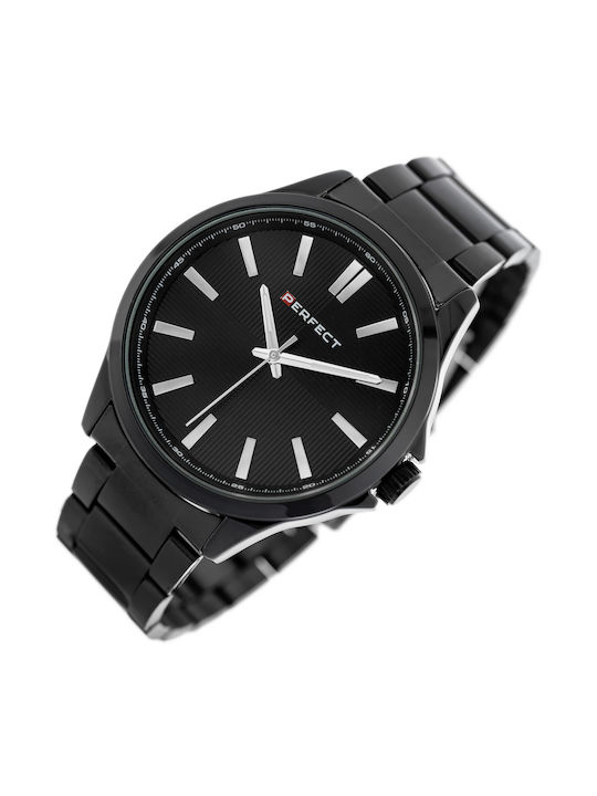 Perfect Ceas Baterie cu Negru Brățară metalică