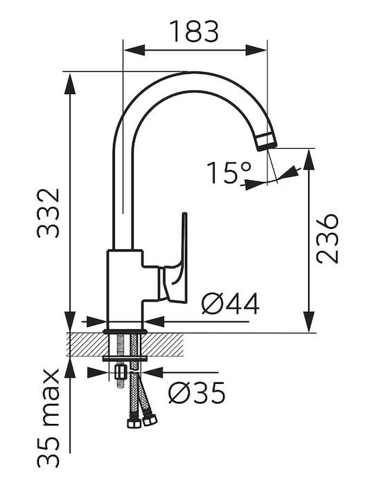 Ferro Algeo Square Kitchen Faucet Counter