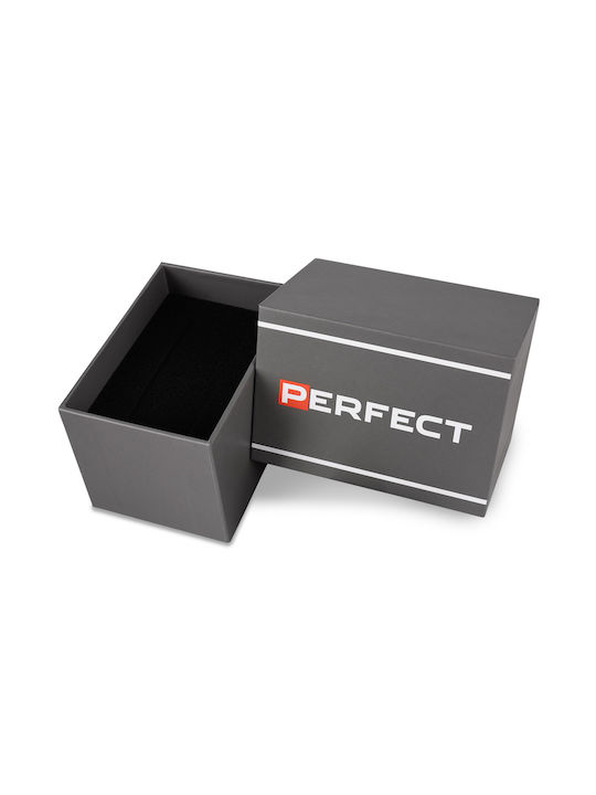 Perfect Ceas Bărbați 38mm Cronograf Baterie Cu Curea Din Piele Neagră
