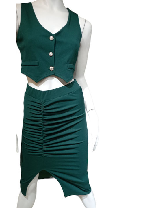 Kalliope Set with Skirt in Green color