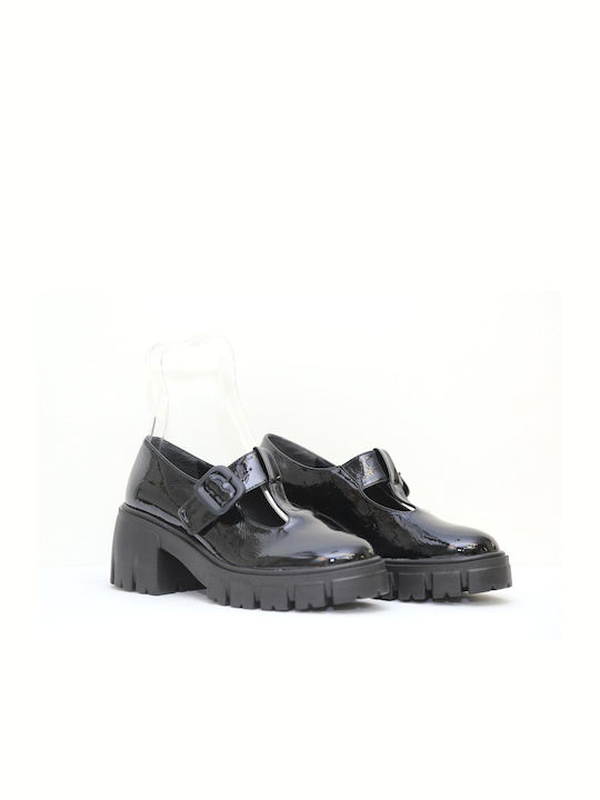 Anteos Synthetic Leather Black Medium Heels