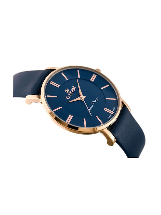 G.Rossi Watch Battery with Blue Leather Strap
