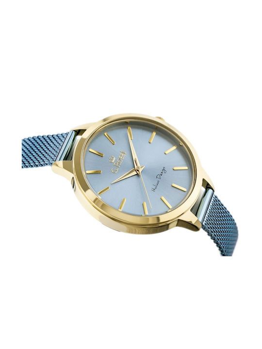 G.Rossi Herrenuhr 33mm Batterie mit Blau Metallarmband