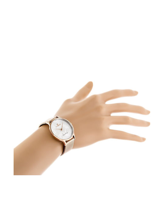 G.Rossi Herrenuhr 40mm Batterie mit Rose Gold Metallarmband