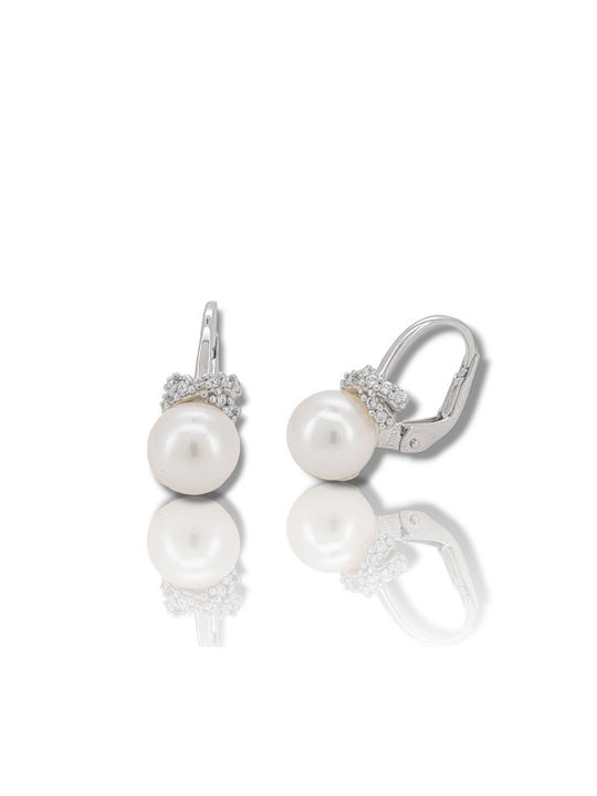 Mentzos Earrings made of Platinum with Stones & Pearls