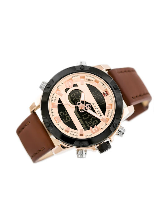 Naviforce Men's Watch 15mm Battery with Brown / Brown Leather Strap