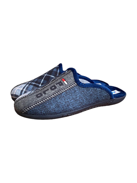 Dicas Men's Printed Slippers Blue