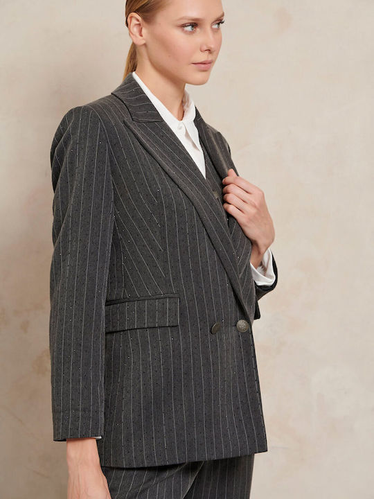 Matis Fashion Long Women's Blazer Black