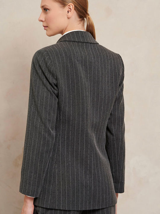 Matis Fashion Long Women's Blazer Black