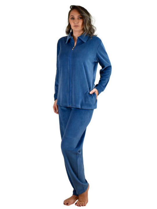 Relax Anatomic Damen-Sweatpants-Set Hellblau Samt