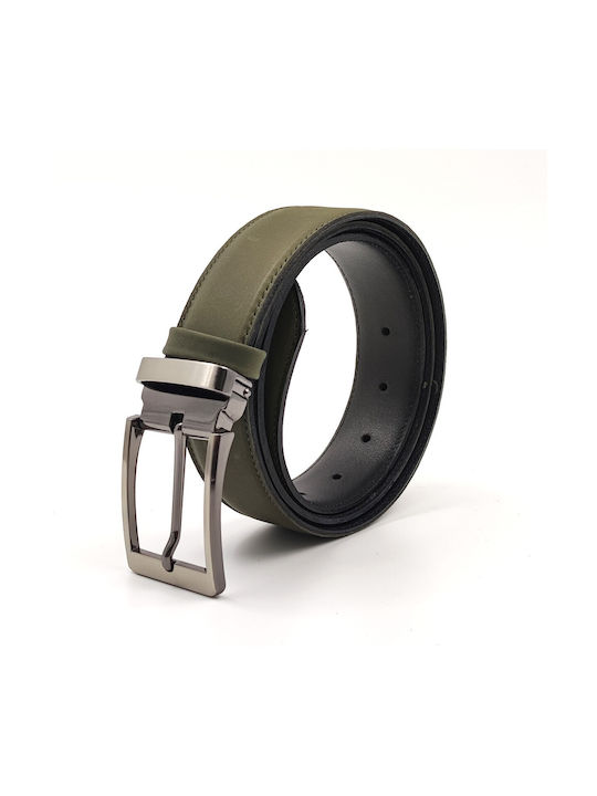 Borsche Men's Leather Belt Khaki