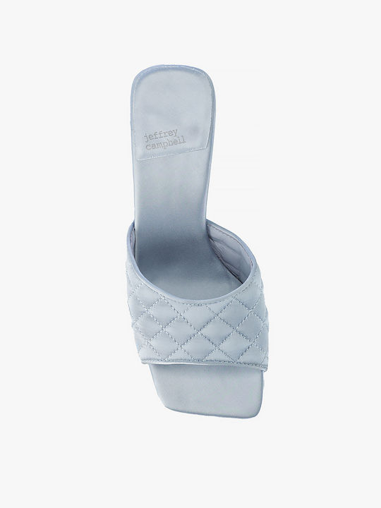 Mr-big-q Leather Mules with Chunky High Heel in Light Blue Color