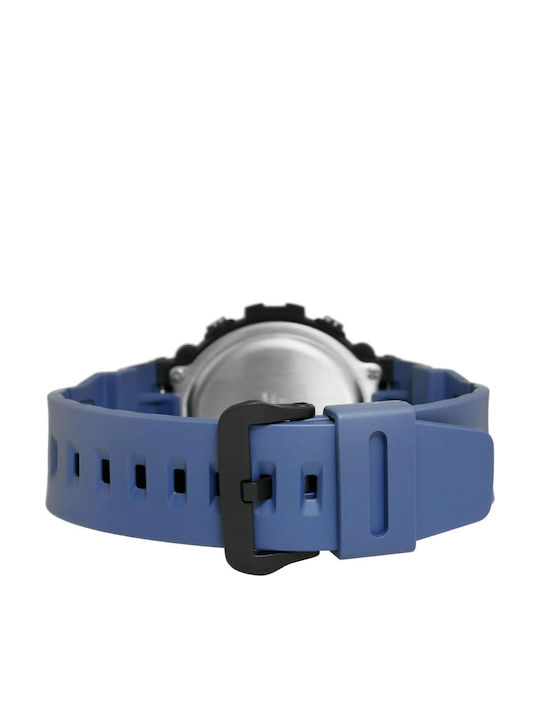 Casio Digital Men's Watch Battery with Blue / Blue Rubber Strap