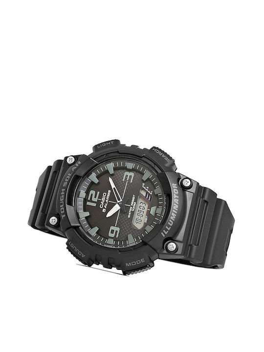 Casio Ανδρικό Ρολόι Solar με Μαύρο Καουτσούκ Λουράκι