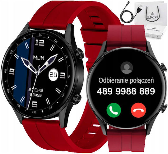 G.Rossi SG014C 46mm Smartwatch mit Pulsmesser (Black/Red)