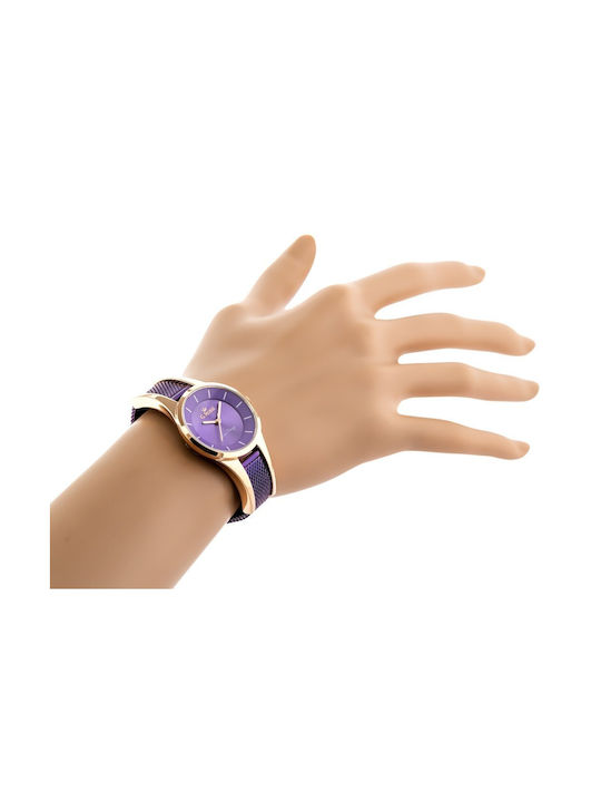 G.Rossi Women's Watch with Purple Metal Bracelet